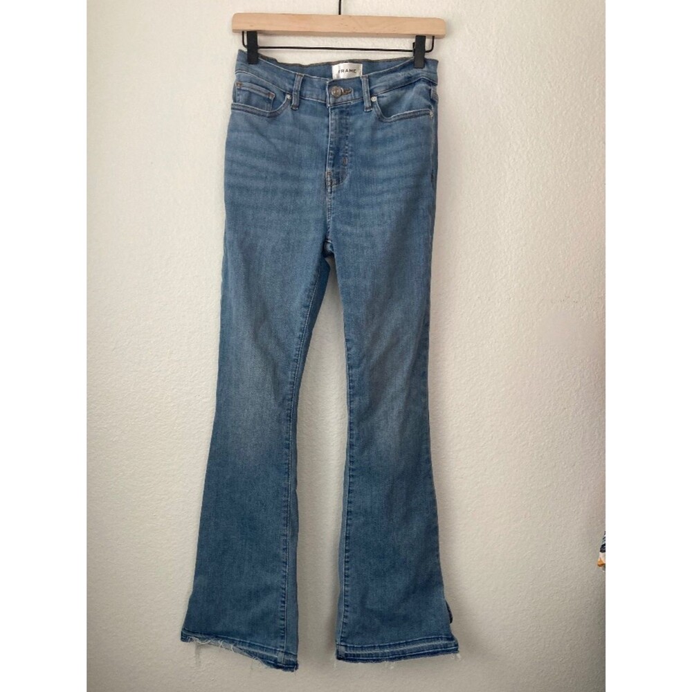 FRAME Le High Flare Jeans Womens 27 Blue Medium Wash High Rise Stretch